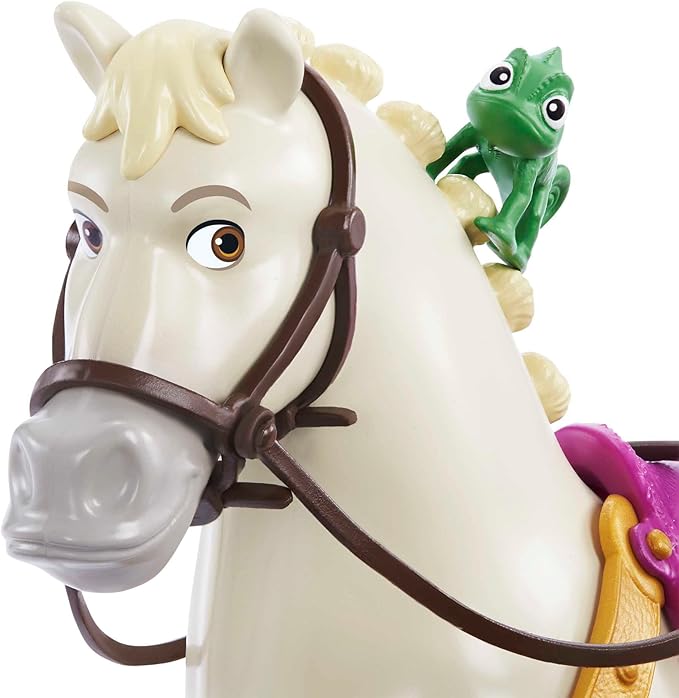 Mattel Disney Princess Toys, Rapunzel Fashion Doll & Maximus Horse Set with Saddle, Brushable Tail, Styling Accessories & Pascal Figure