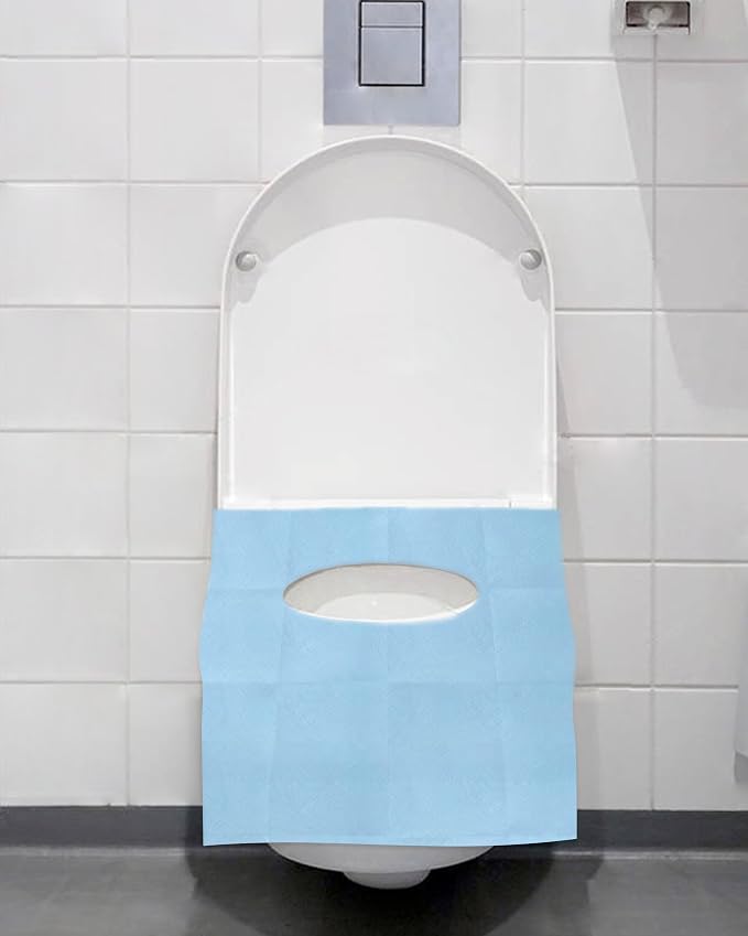 50 Pack Disposable Toilet Seat Covers 16x24 Inch Extra Large Individually Wrapped Toilet Seat Shields Travel Accessories for Adults Kids-Blue
