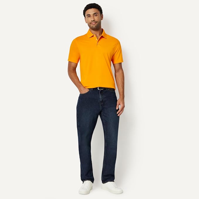 Amazon Essentials Men's Moisture Wicking Golf Polo Shirt, Short Sleeve, Slim-Fit, Quick-Dry, Active Wear