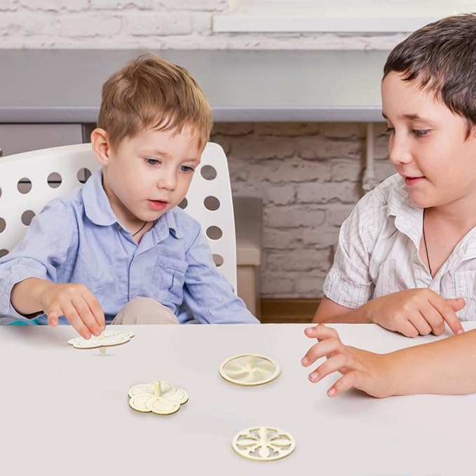 DECHOUS 20Pcs Wood Spinning Tops Unfinished Wooden Gyroscope Handmade Paintable Spin Tops Craft for Educational Kindergarten Party Favor