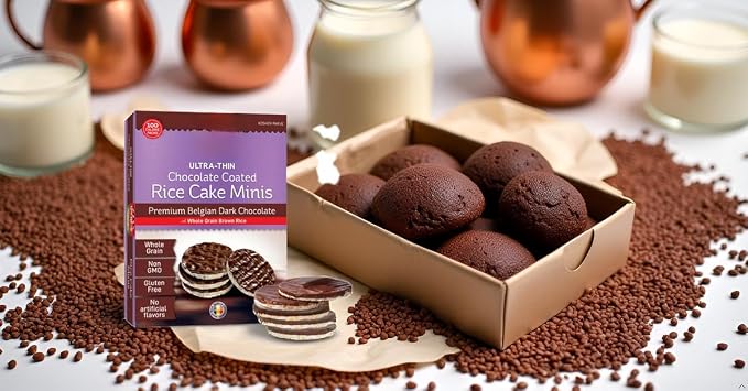 Ultra-Thin Dark Chocolate Rice Cake Minis, Belgian Whole Grain, Gluten Free, Non-GMO, 100 Calorie Packs, Kosher