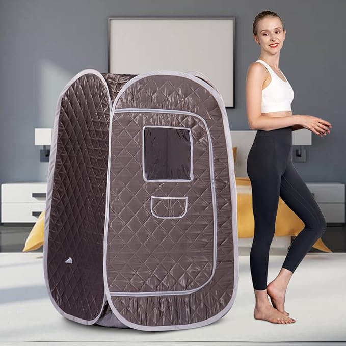 Smartmak Portable Sauna Tent, Foldable One Person Full Body Spa for Detox Therapy Without Steamer - Dark Grey