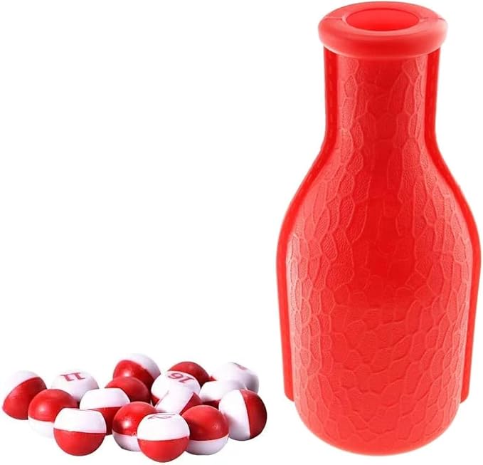 16 Red Plastic Scoring Numbered Pills, Kelly/Pill Pool, Billiard Depot Pool Plastic Tally Shaker Bottle with Peas/Balls