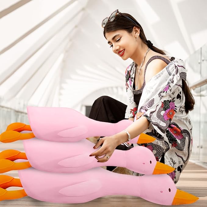 kewo Duck Plush Pillow Stuffed Animal Toy, Cute Giant Goose Plush Duck Stuffed Animal,Soft Hugging Pillow for Kids Bedding (Pink,33.4 in)…