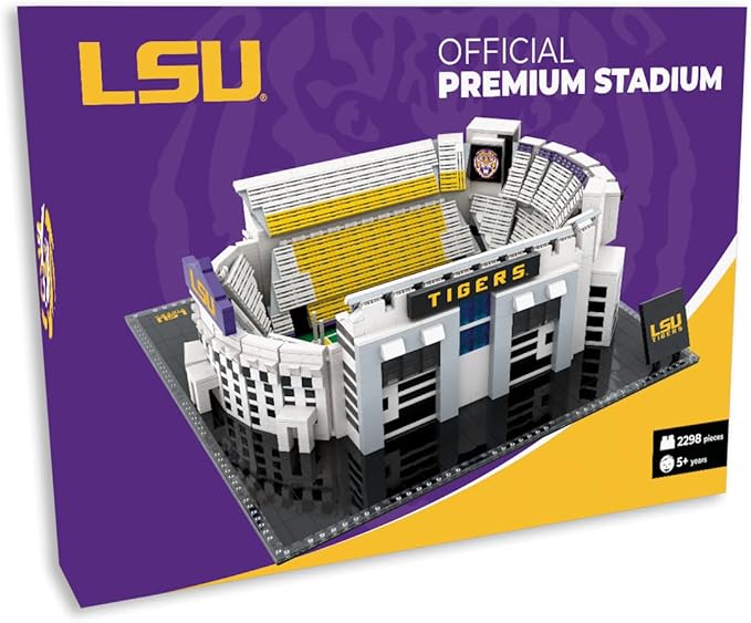 Pro-Lion LSU Tigers Stadium Building Kits - 2298 Pieces & Printed Decal Graphics | 3D Bricks Puzzle | Fighting Tigers Football Gifts for Boys, Men & Kids Aged 5+ | Games for Creative Fans