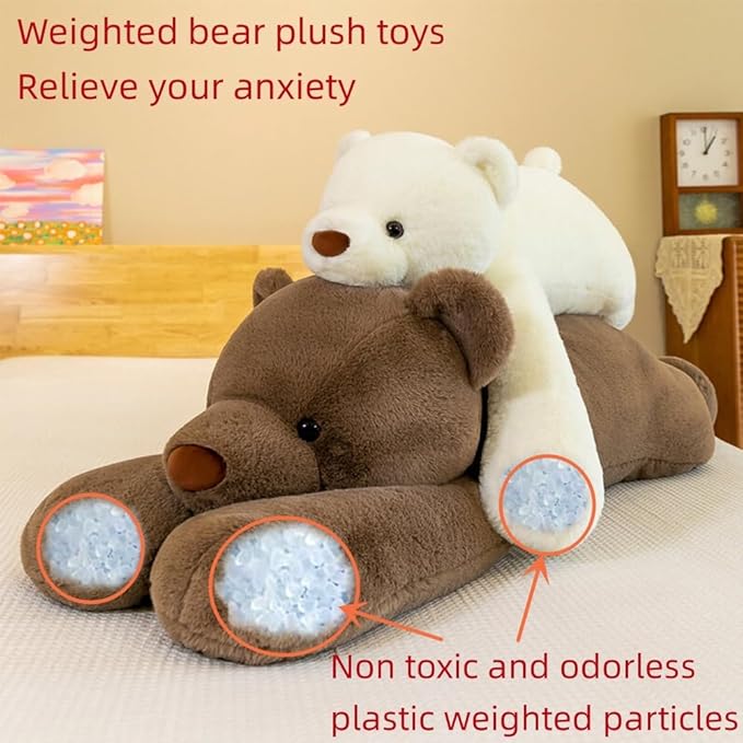 Large Weighted Bear Stuffed Animals, 31.5" White Bear Plush Throw Pillow Super Cute Kawaii Plushie Polar Bear Hugging Toys Gifts for Boys Girls Adults, 80cm, White