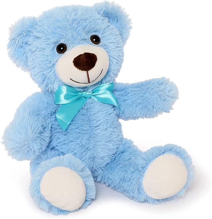 MaoGoLan Bulk Teddy Bear Baby Shower, 3 Packs Small Teddy Bear Stuffed Animals in Bulk,13.5" Small Stuffed Bears Plush for Wedding,Birthday,Christmas, Party Decorations,Light Blue