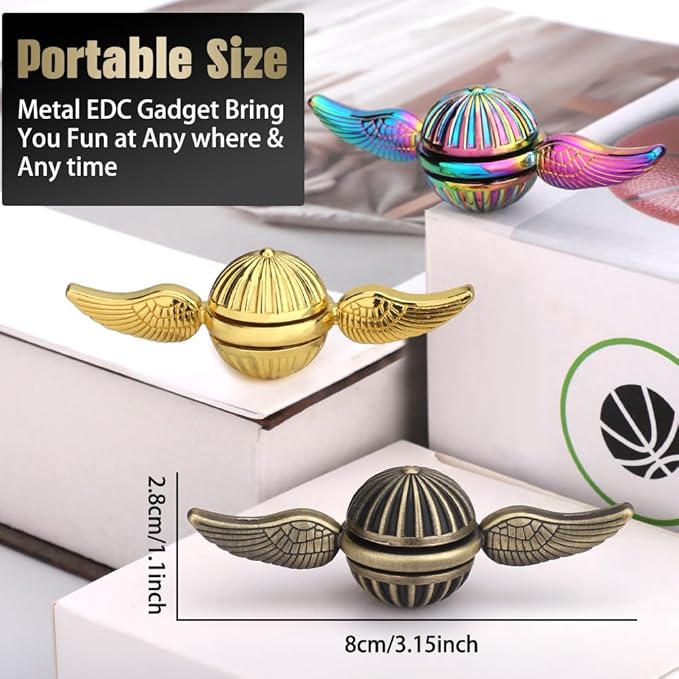 Brass Fidget Hand Spinner for Kids & Adults, Metal Finger Spinner Spinning Toys for Anxiety Relief, Reducing Boredom Cool Gadget Christmas Birthday Gifts Stocking Stuffer for Boys Age 3-12