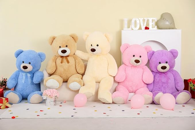 MorisMos Giant Teddy Bear Stuffed Animal 4 Ft,51'' Big Tan Teddy Bear for Girlfriend Boyfriend Wife Mother Fiancée Valentine's Gift,Large Stuffed Animal Plush for Christmas Birthday Baby Shower,Tan