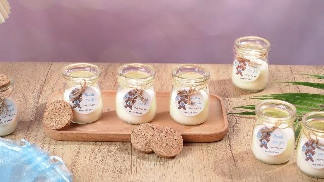 Threlaco 20 Pcs Elephant Baby Shower Favors Party Candle Lavender Scented Glass Mason Jar Wax Candle Bulk for Guests Girl Boy Gender Reveal Party Gifts(Blue)