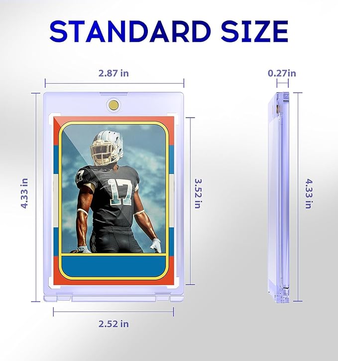 100ct Magnetic Card Holder, 35pt One Touch Card Holder, U-V Protectors Hard Plastic for Trading Cards, Magnet Case, Sports, Game, Football, Baseball