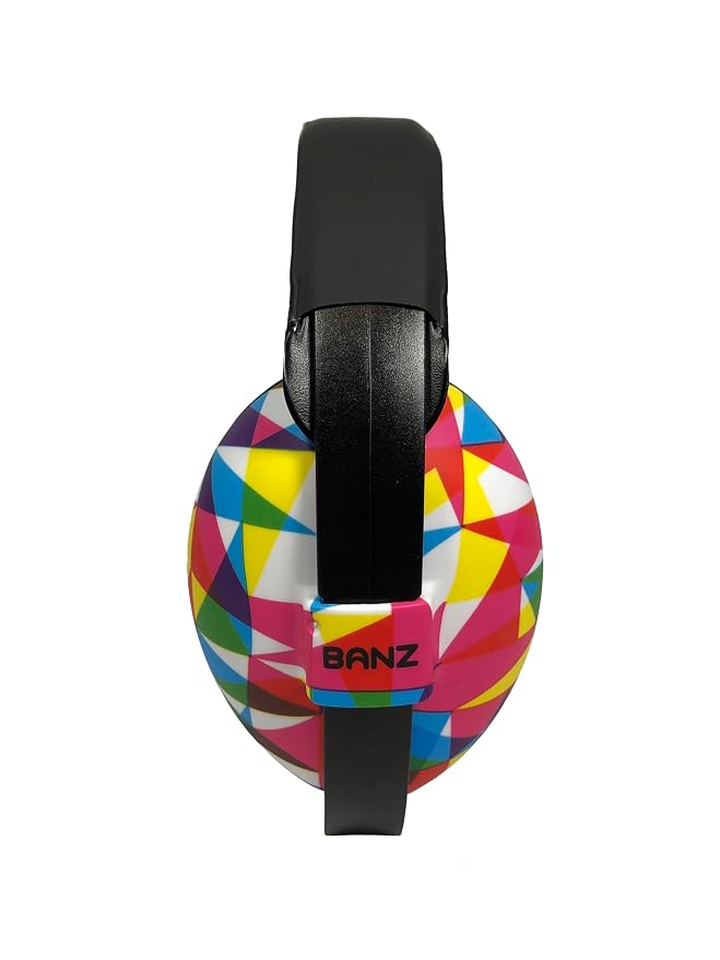 BANZ Baby Earmuffs – Noise Cancelling Headphones for Infant & Toddler Hearing Protection, Baby Ear Muffs Noise Protection, ANSI Certified, Ages 0–2 Years, Adjustable - Geo Print