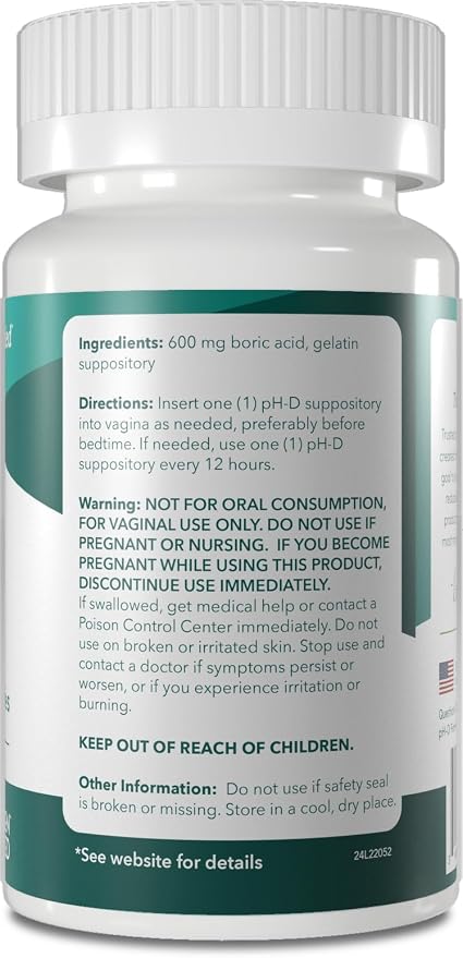 pH-D Feminine Health Support - Boric Acid Starter Bundle - pH-D Boric Acid Vaginal Suppositories 36 Count and 5 Vaginal Suppository Applicators