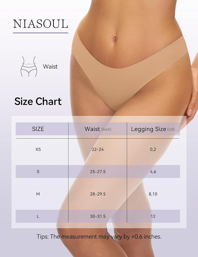 NIASOUL Thongs for Women Seamless Thong Panty Liners No Show Breathable G-Strings Workout Underwear