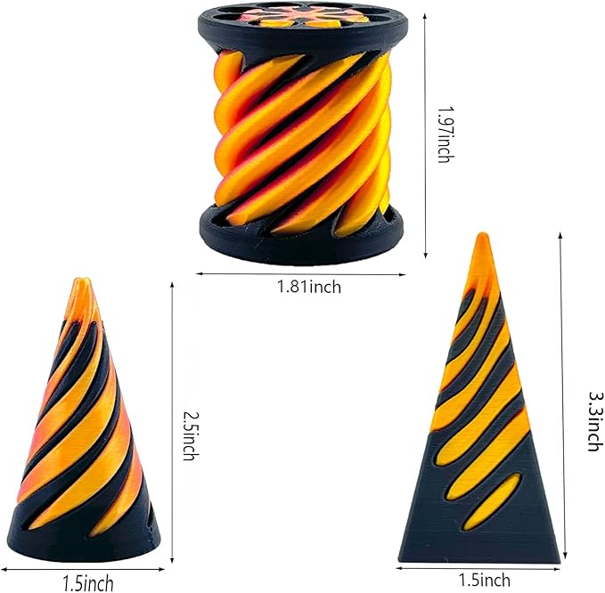 3 Packs Impossible Cone,Spiral Cone Fidget Toy,Impossible Cones passthrough Impossible Pyramid for Relaxing,Spiral Fidget Toy passthrough Impossible Cone,Birthday for Adults & Kids