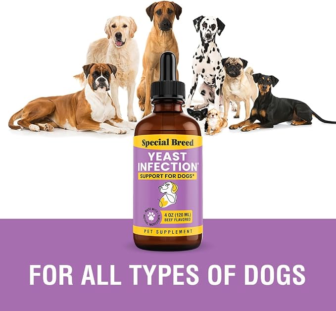 Natural Yeast Infection Relief for Dogs – Itchy Skin & Ear Treatment, Supports Allergy & Immune Health, Reduces Itching, Irritation & Inflammation, Liquid Drops, 4oz