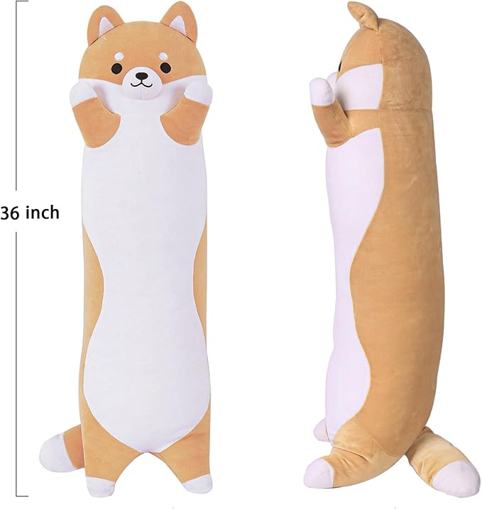 36 Inch Shiba Inu Dog Stuffed Animal, Big Akita Dog Plush Toy, Long Corgi Body Pillow for Bed Decor, Cute Plushies Birthday Gift for Thanksgiving, Birthday, Christmas(B)