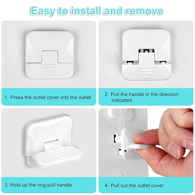 Outlet Covers (55 Pack) with Hidden Pull Handle Baby Proofing Plug Covers 3-Prong Child Safety Socket Covers Electrical Outlet Protectors Kid Proof Outlet Cap