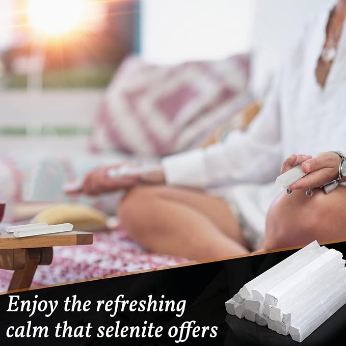 Tessco for you 24 Pieces 3.2 to 4 Inches Selenite Crystal Wands Selenite Sticks White Crystals and Healing Stones Spiritual Long Healing Crystals Stick for Reiki Metaphysical Energy Witchcraft