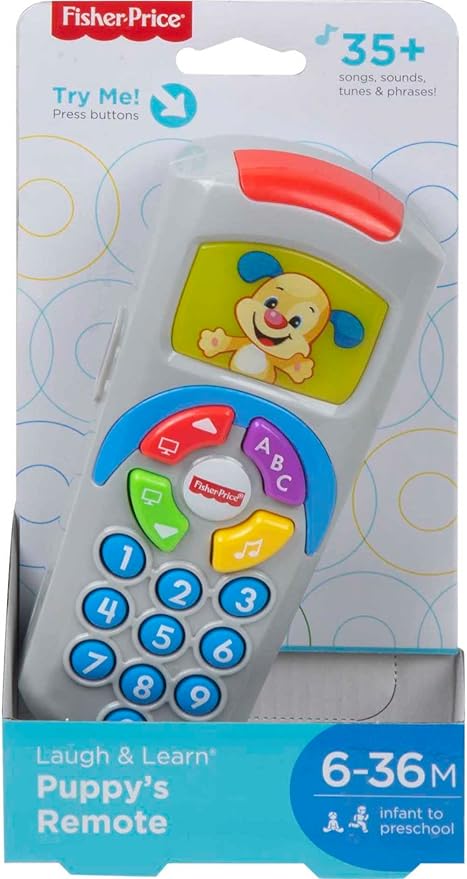 Fisher-Price Baby Learning Toy Laugh & Learn Puppy’s Remote Pretend TV Control with Music & Lights for Infants Ages 6+ Months