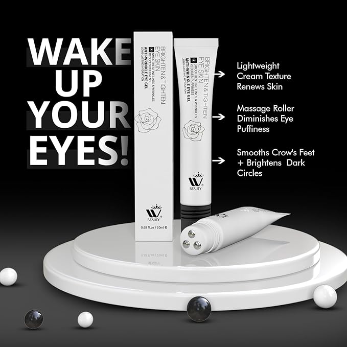 WBM Eye Cream with Metal Roller | Anti-Aging Eye Treatment for Dark Circles, Puffiness & Wrinkles | Hyaluronic Acid, Retinol & Niacinamide | Hydrating & Cooling Under Eye Cream | 20ml