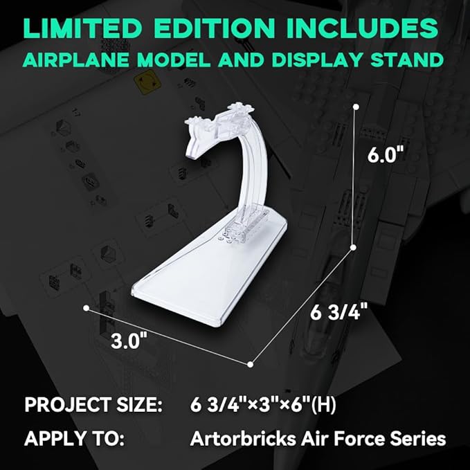 ArtorBricks Air Force Series F-15 Eagle Fighter Airplane Military Building Set Adult Gift.Including Model Display Rack (223 Pieces)