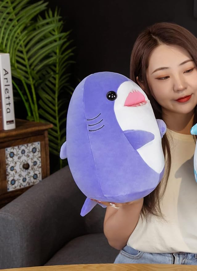 12.9 Inch Soft Purple Shark Plush Hugging Pillow - Cute Shark Stuffed Animal Plushie for Kids