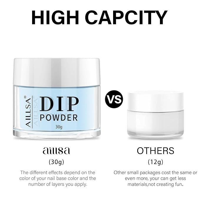 AILLSA Light Blue Nail Dipping Powder 1 Oz | Dip Powders Colors for DIY Manicure Salon at Home Easy to Use Nail Powder for Valentine's Day Gift