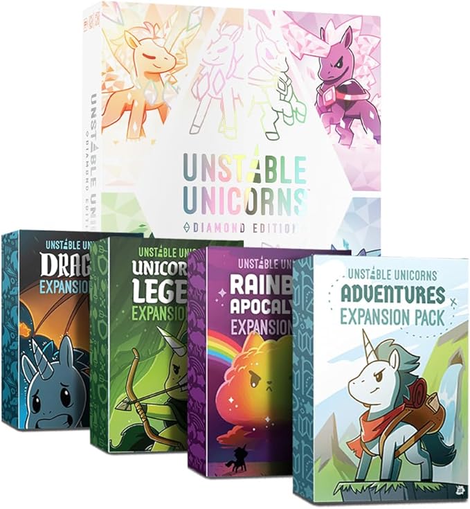 Unstable Unicorns Diamond Edition Base Game - for Kids, Teens, and Adults - Perfect for Family Game Night