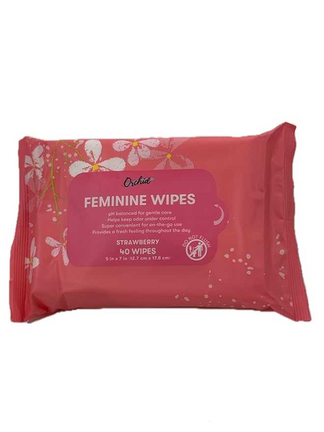 Feminine Wipes, 40 Wipes, 5 in x 7 in (Strawberry)