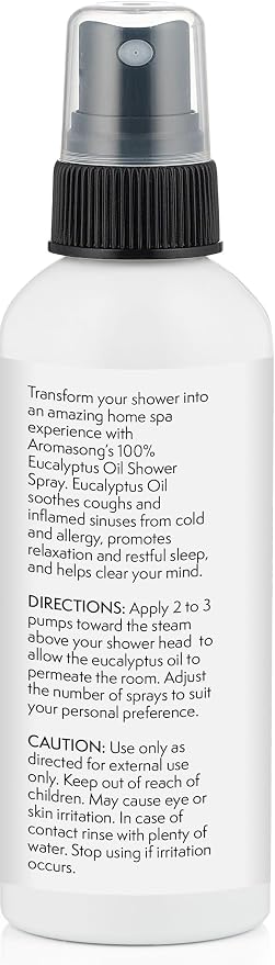 Aromasong Eucalyptus Shower Spray Aromatherapy (Pack of 2) – 100% Natural Eucalyptus Essential Oil Mist for Shower – Made in USA – Sinus Relief & Spa-Like Steam, 4 fl oz