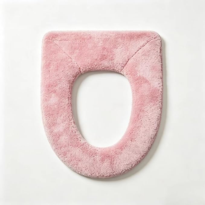 Toilet Seat Cover for Bathroom, Soft Plush Toilet Lid Cover in Pink, Washable Stretch Fit Toilet Seat Cushion for Round & Elongated Seats, Cozy Bathroom Accessory