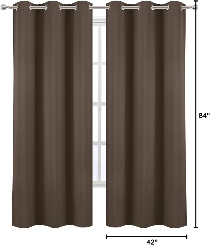 LEMOMO Chocolate Thermal Blackout Curtains/42 x 84 Inch/Set of 2 Panels Room Darkening Curtains for Bedroom