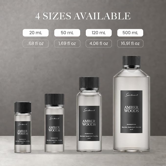 Scentiment Amber Woods Diffuser Oil - Premium Hotel Scent with Notes of Black Amber, Plum, & Crème de Cassis Home Scent, Aromatherapy Fragrance Oil Diffuser Refill - 4.06 fl oz (120 mL)