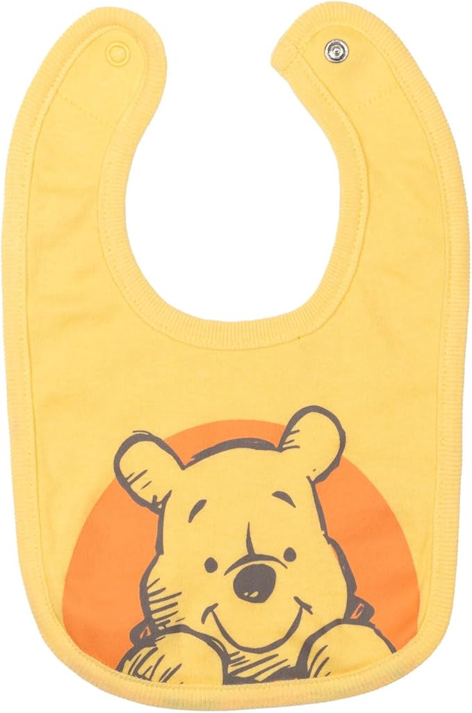 Disney Winnie the Pooh Baby Bodysuit Pants Bib and Hat 4 Piece Outfit Set Newborn to Infant