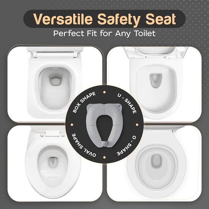 Baby Proof Me Travel Potty Training Seat for Toddlers Boys and Girls – ABS Plastic Foldable, Non-Slip Suction Cups, Fits Round & Oval Toilets, Portable Toilet Seat for Kids, Includes Free Travel Bag