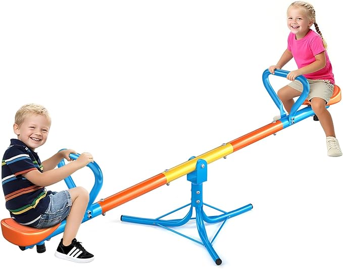 Seesaw -Teeter Totter for Kids Ages 3-8 -Toddler Seesaw with 360° Swivel-Sit and Spin Teeter Totter - Durable Outside Toys for Indoor & Outdoor Playground Playhouse Backyard