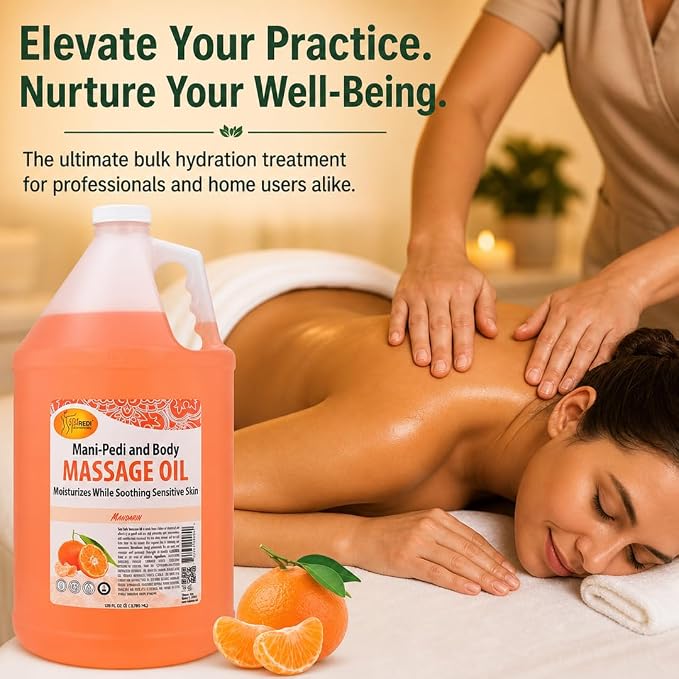 SPA REDI Mandarin Massage Oil – Professional & Family Skin Nourishment Treatment | Legacy of Trust & Universal Gentleness | Premium Nourishment for Loyalty & Peace of Mind | 128 Oz Gallon