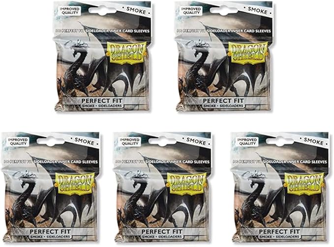 5 Packs Dragon Shield Inner Sleeve Sideloader Smoke Standard Size 100 ct Card Sleeves Value Bundle!