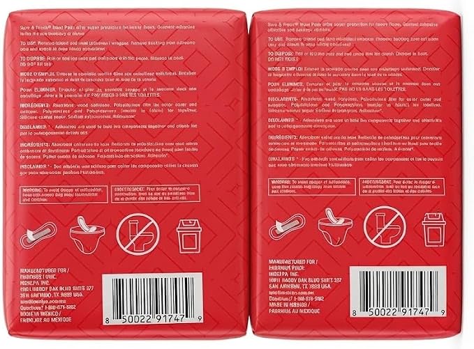 Sure & Fresh® Maxi Pads, Super Heavy Flow, Unscented, Without Wings, Individually Wrapped, 2 Pack of 16 Count