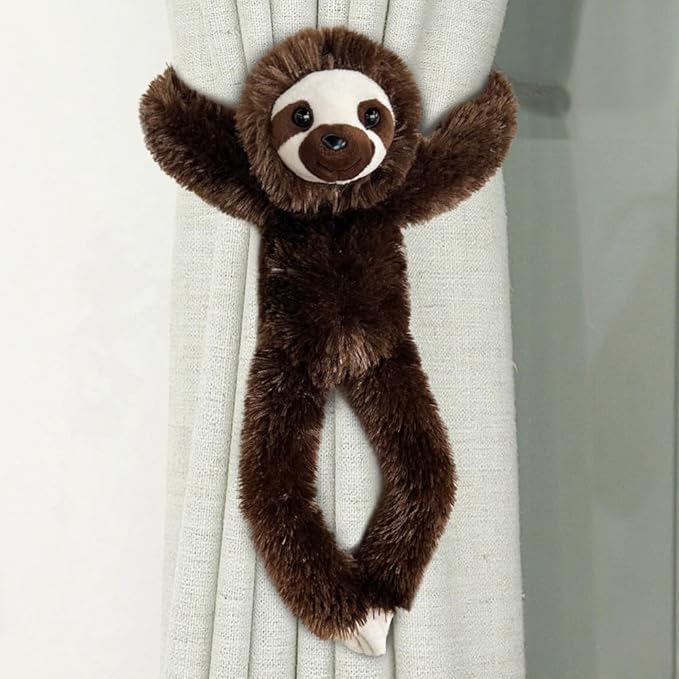 Hanging Sloth Stuffed Animals,2pcs Lemur Sloth Plush Toys Curtain Buckle for Decoration,20 inches Lemur Stuffed Jungle Animals for Kids(Lemur+Sloth)