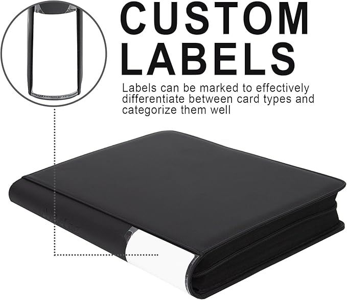 Toploader Binder, Holds 360 Toploaders, Top Loader Binder with 9 Pockets for 3" x 4" Rigid Cards, Double-Sided Pockets Card Binder Top Loader for Trading Cards or Sports Cards (black)