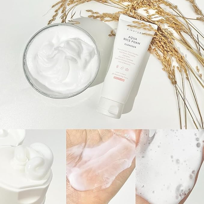 S NATURE Aqua Rice Foam Cleanser, Korean Skin Care, Korean Rice Face Wash, Made in Korea 160ml / 5.64 Fl Oz