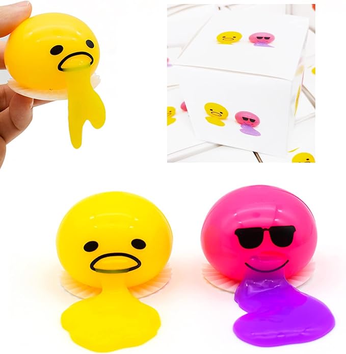 Vomiting Egg Slime Toy - Funny Prank Squeeze Stress Ball Puking Yolk, Novelty Fidget Relief Toy Gag Gift for Kids Adults, Christmas Stocking Stuffers & Birthday Parties