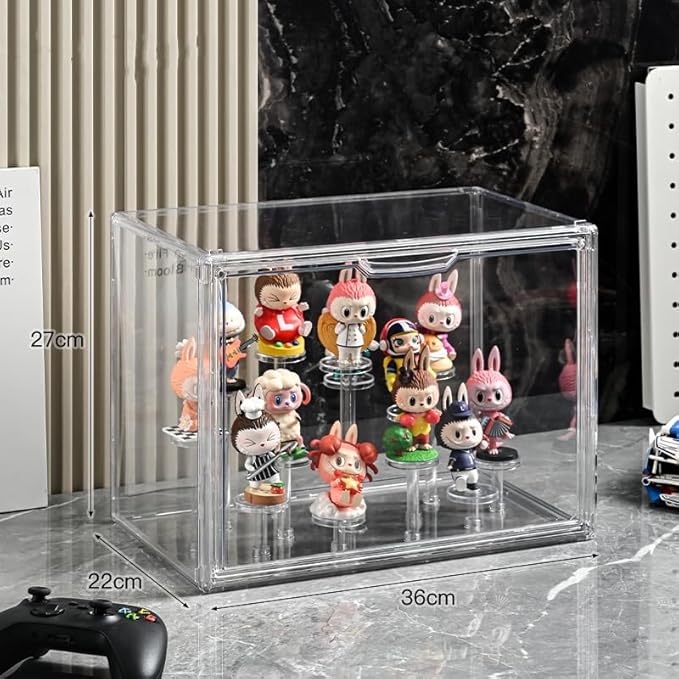 Acrylic Clear Display Case for Figures, Acrylic Storage Organizers Box with Magnetic Door, Large Dustproof Showcase for Collectibles Action Figure(Large-B)