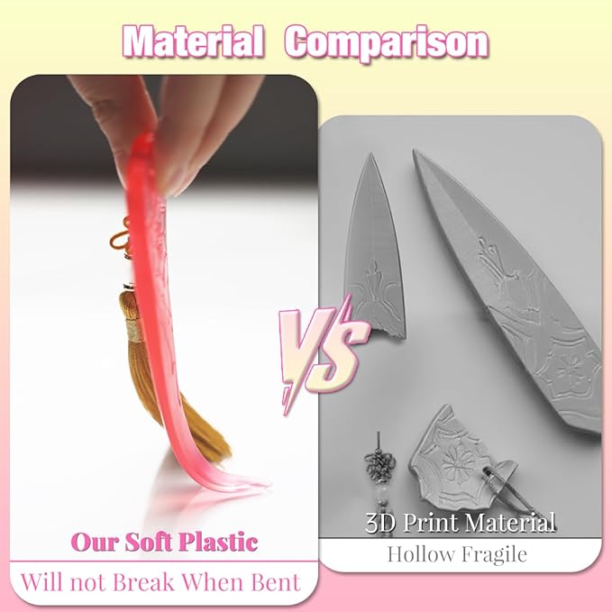 5 Inches Soft Plastic Translucent Dagger Props Safe and Cut-Proof for Cosplay and Halloween Party