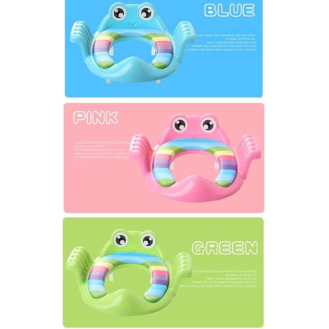 Baby Potty Trainer Non Slip Toilet Training Seat with Handles, Cartoon Shape for Independent Urination (green)