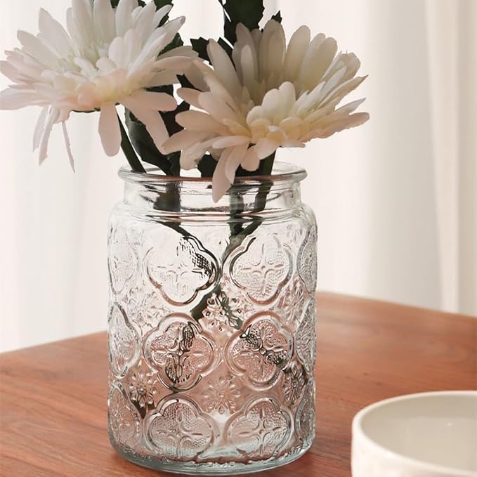 Glass Jar with Lid, 23.7 oz Decorative Mason Jar, Coffee Canister | Glass Storage Container with Lid, Airtight Kitchen Canister for Coffee, Tea, Sugar, Candy, Cute Jar