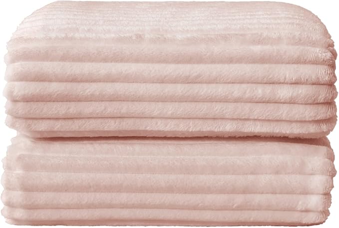BEDELITE 3D Ribbed Light Pink Fleece Throw Blanket for Couch, 50x60 Inch | Soft Warm Decorative Fluffy Blanket, Cozy Plush Lightweight Fuzzy Throw Blanket for Bed Sofa Home Room Decor, Gift for Women