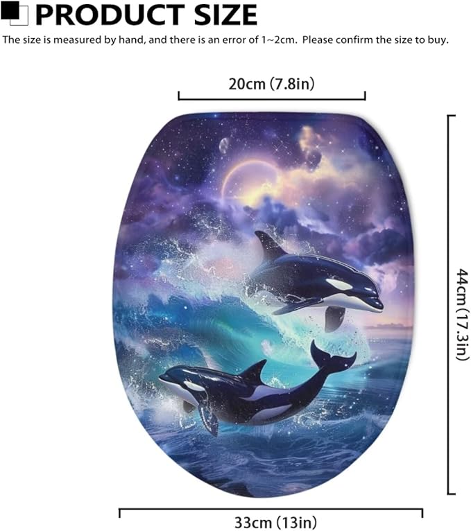 Killer Whale Toilet Cover Seat Moon Fuzzy Toilet Seat Cover Soft Toilet Seat Cover Toilet Lid Covers for Bathroom Accessories Toilet Cover Lid